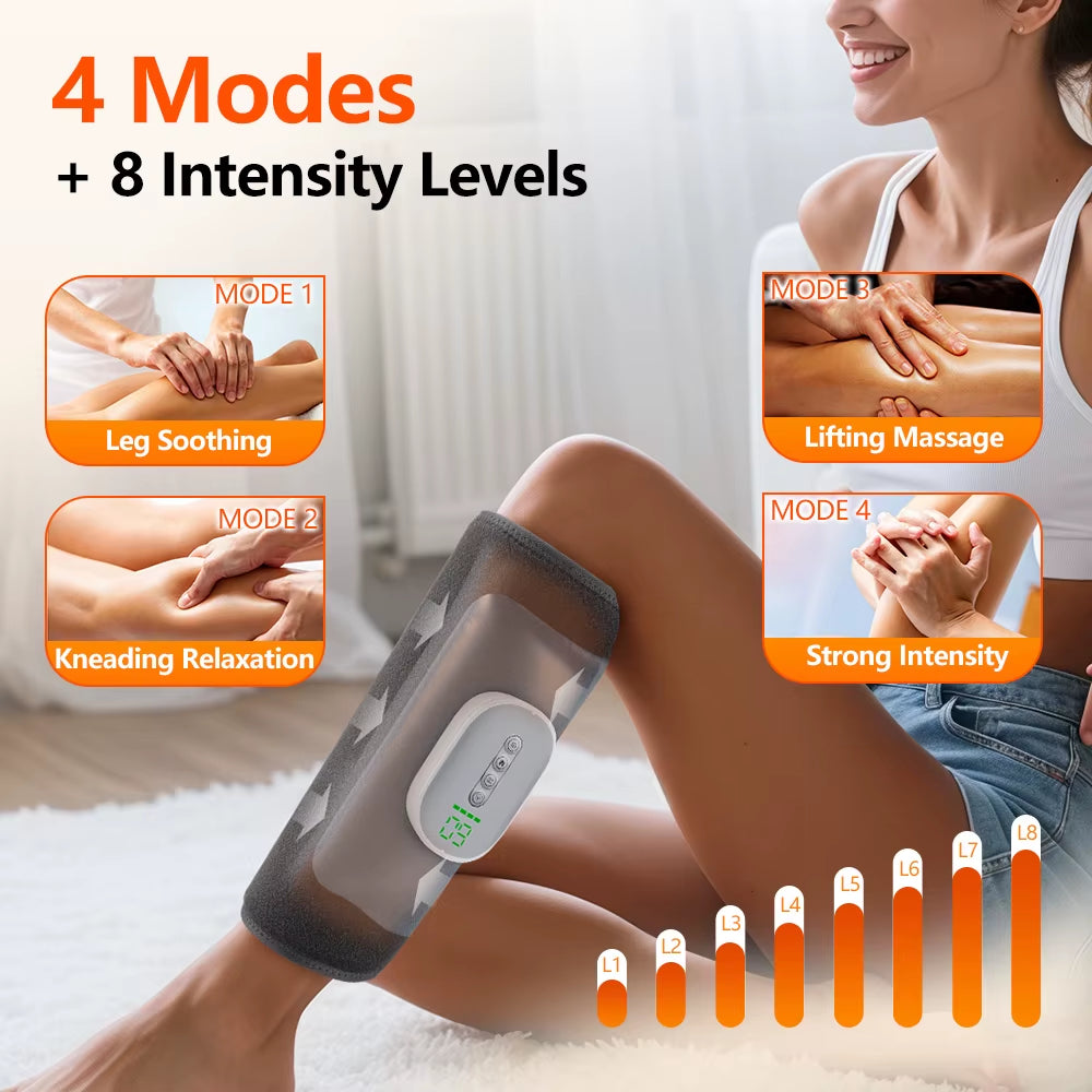 Wireless Air Pressure Calf Heating Massager Electric 360° Airbag Compresstion Wrap Leg 4 Mode Massage Foot Calf Muscle Relax